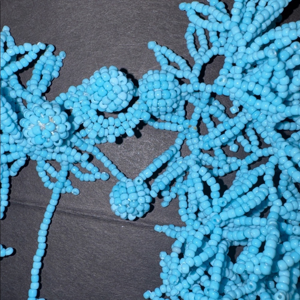 Blue Coral Designed Glass Beaded Fringe Necklace - Picture 15 of 15